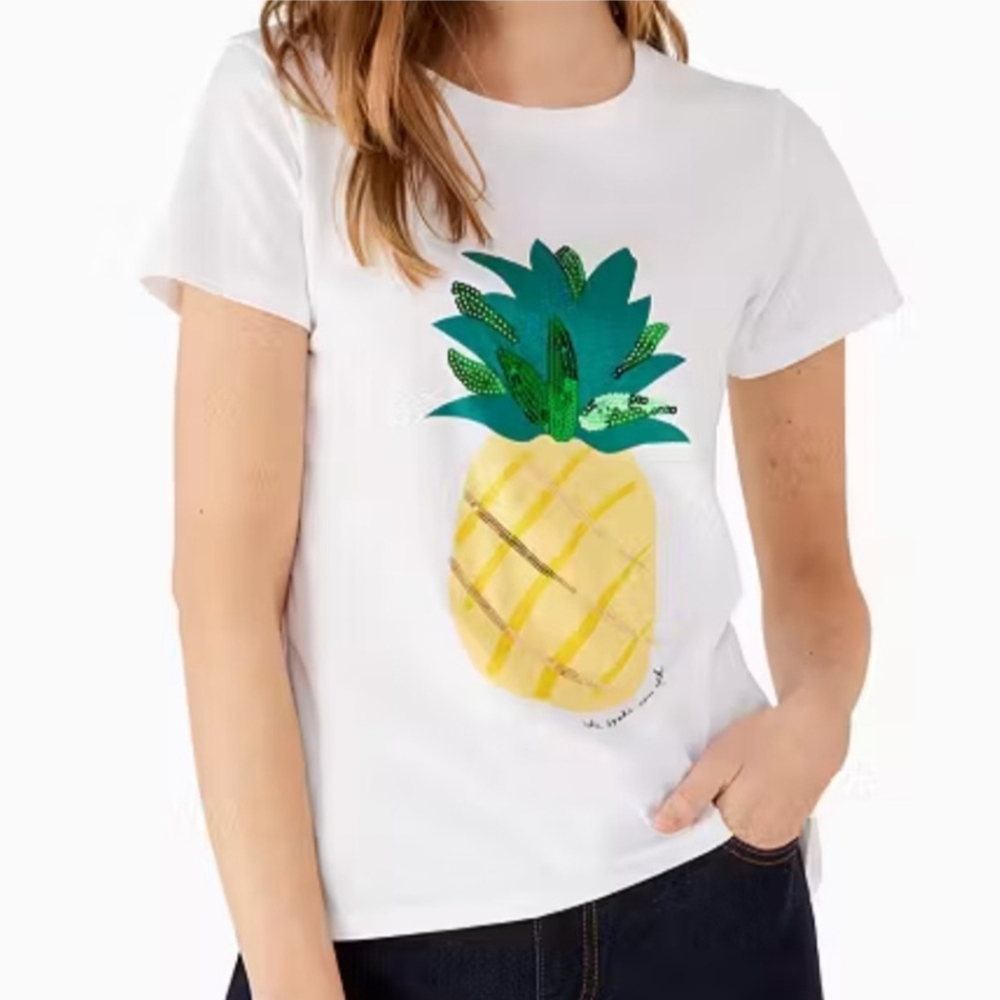 Kate Spade White Tee with Pineapple Design